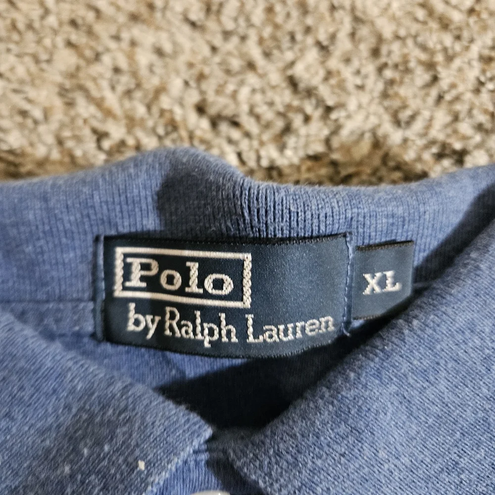 Vintage Polo Ralph‎ Lauren Shirt Mens XL Blue Short Sleeve Red Pony Long Tail